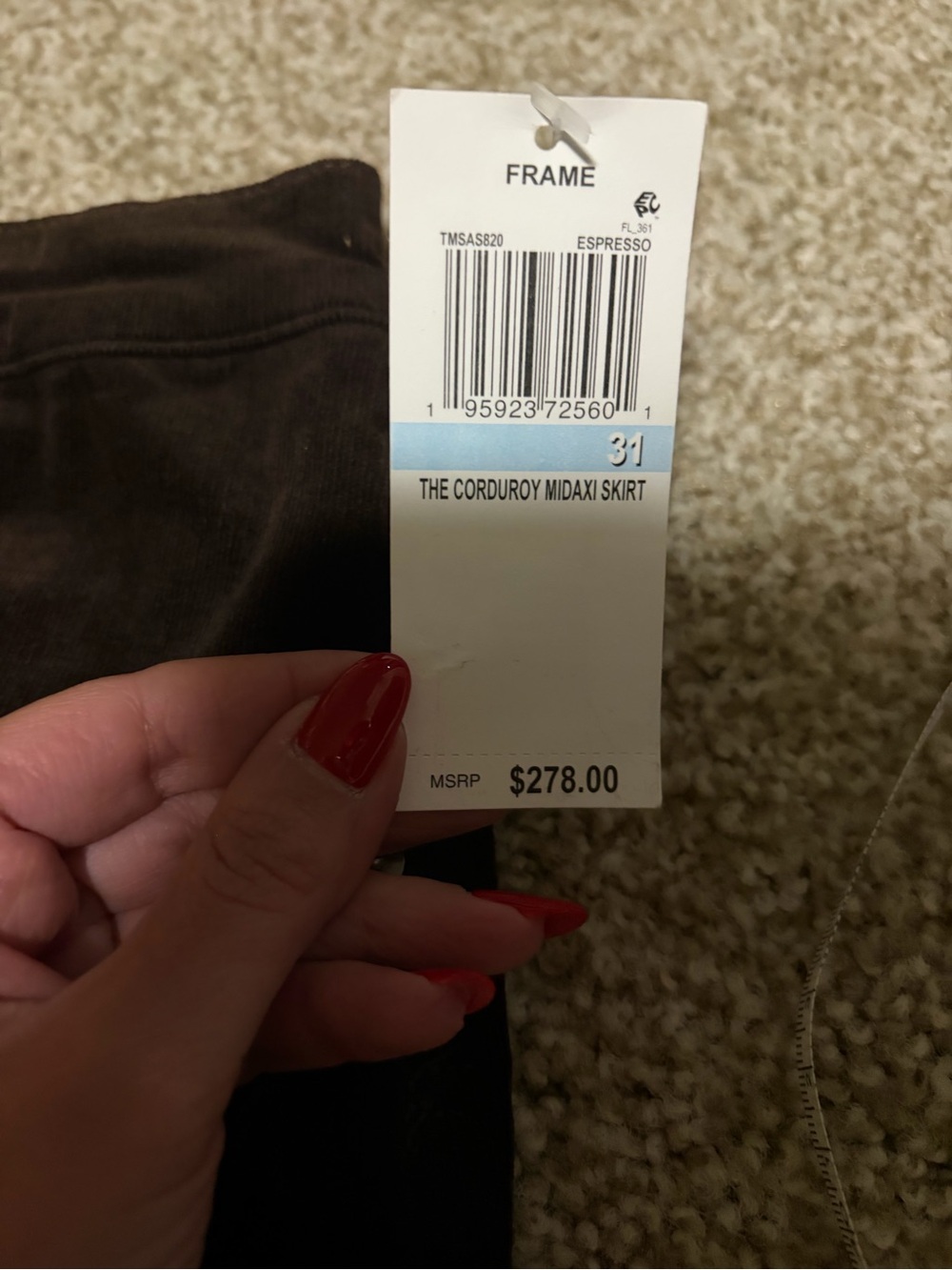 FRAME The Corduroy Midaxi Skirt in Espresso NWT Size 31 | MSRP $278 - Picture 4 of 7